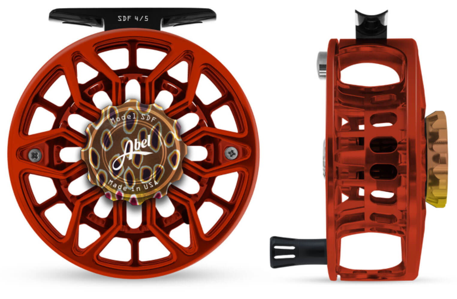 Abel SDF 4/5 reel, Red with Classic Brown knob (IN STOCK)