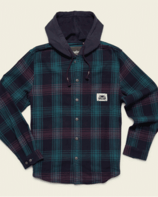 Howler Bros Salvo Hooded Blanket Flannel - Mesa Plaid - Midnight