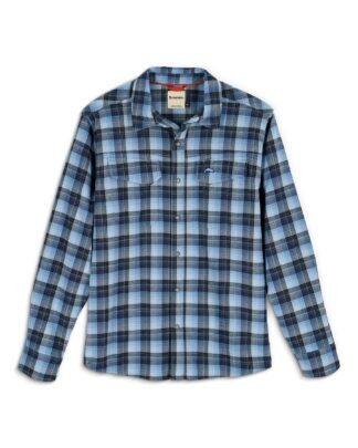 Simms Gallatin Flannel Kennebec Plaid Steel Blue