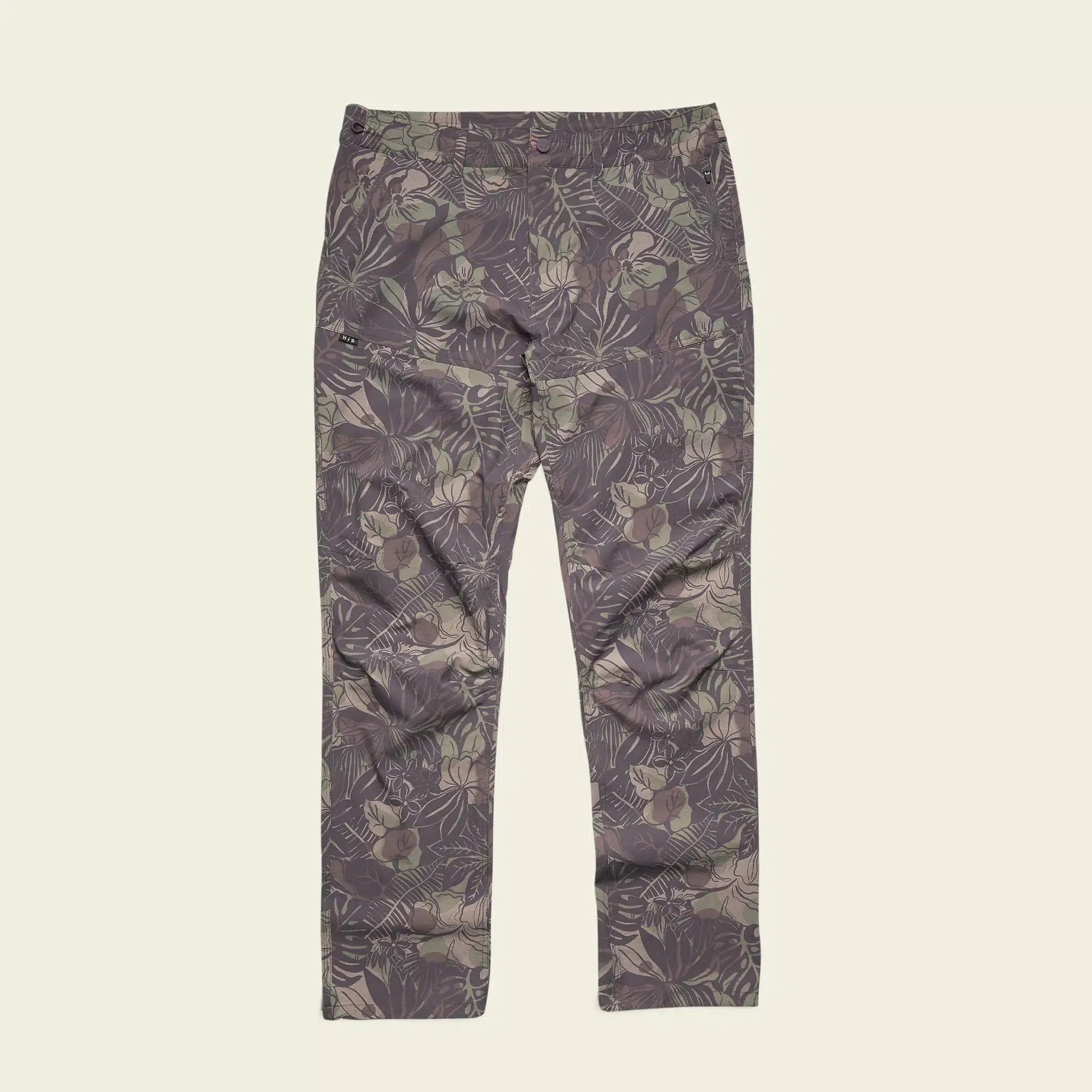 S26 Bottoms Shoalwater Tech Pants Tropical Noir Antique Black Flat Front Tan