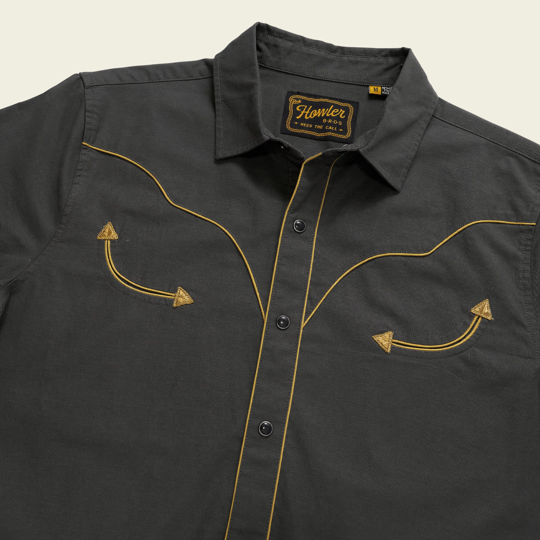 S25 SS Shirts Broncbuster Snapshirt Antique Black HB Angle Front