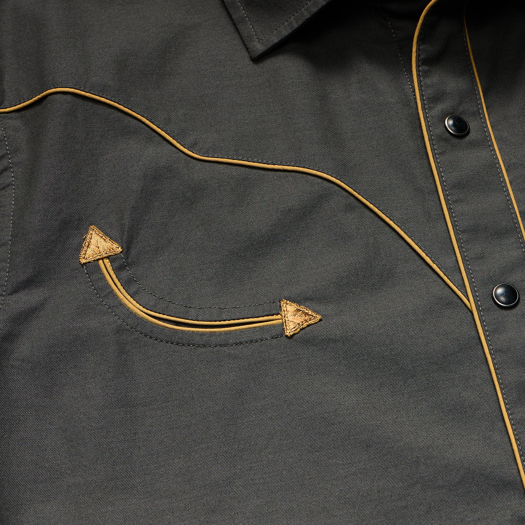 S25 SS Shirts Broncbuster Snapshirt Antique Black HB Detail 1