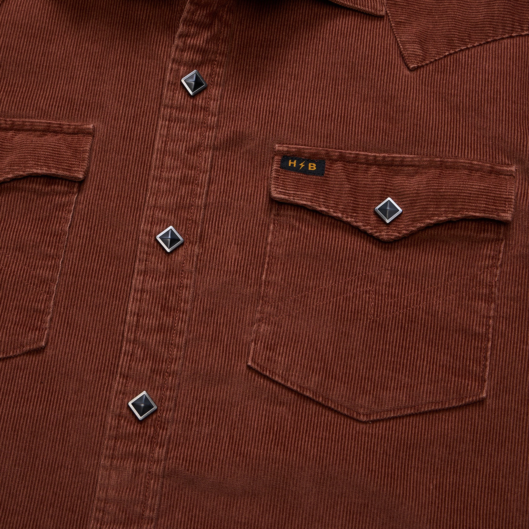 F26 LS Shirts Banning Corduroy Snapshirt Mink Brown Detail 1 Cream