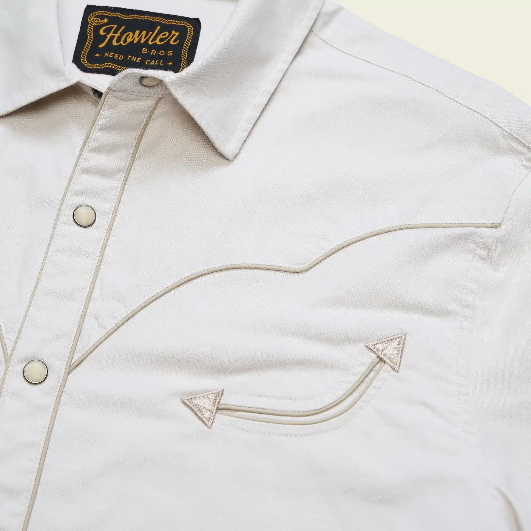 F26 LS Shirts Broncbuster Longsleeve Snapshirt Prairie Dust Detail 3 Cream