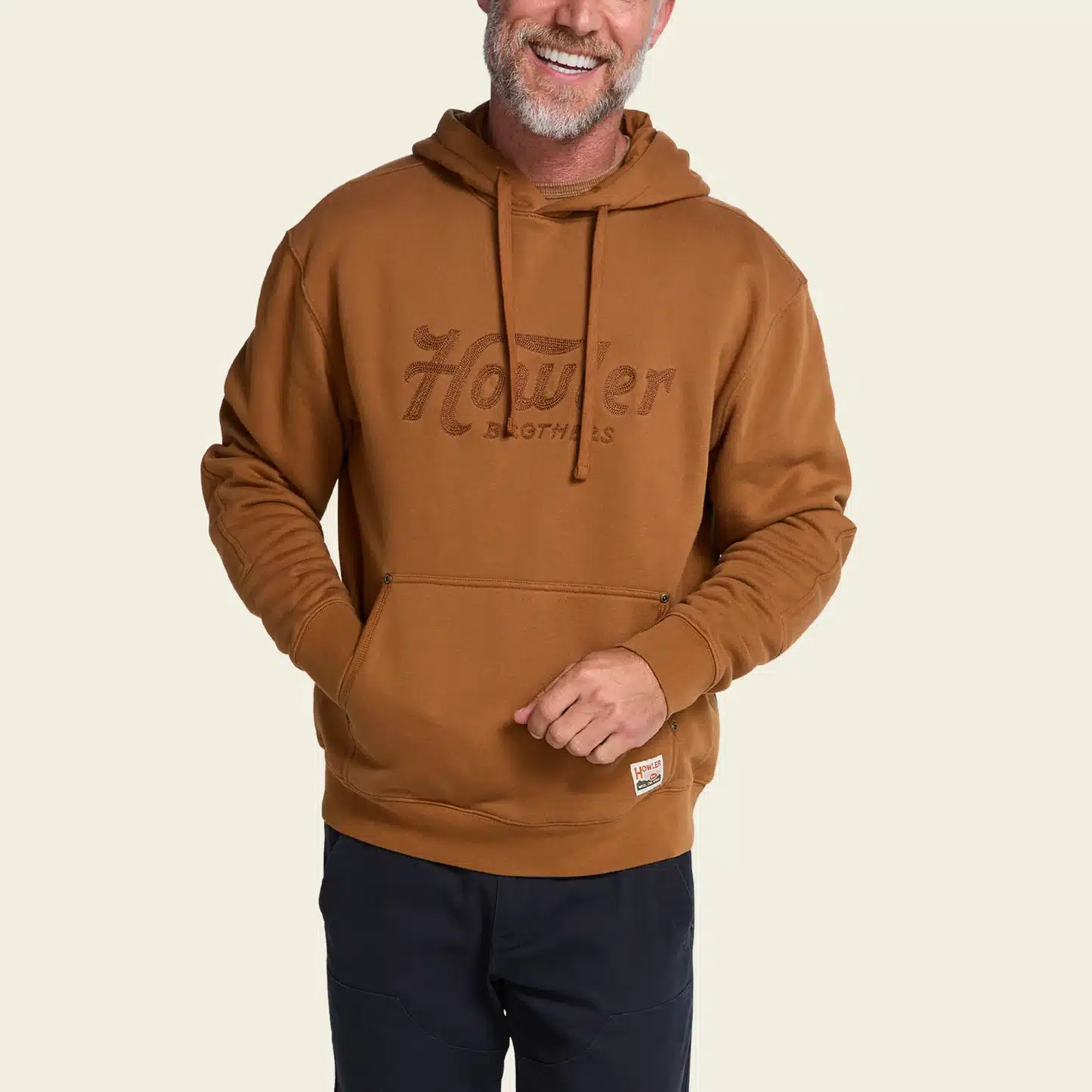 F26 Outerwear HB Trade Hoodie Workbench Model Front Cream