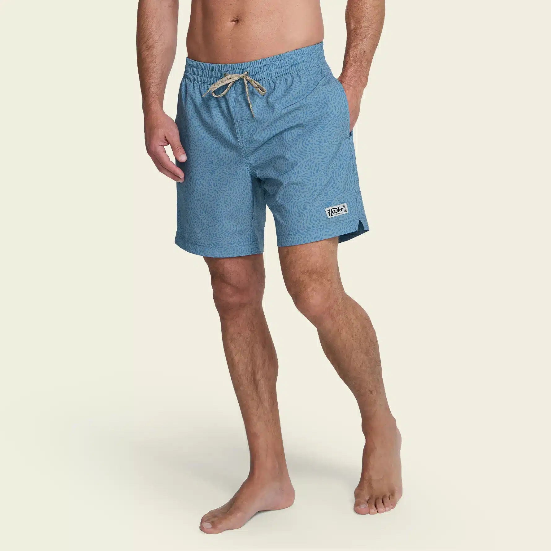 F26 Boardshorts Deep Set Boardshorts Pond Patterns Iron Blue Model Front Cream
